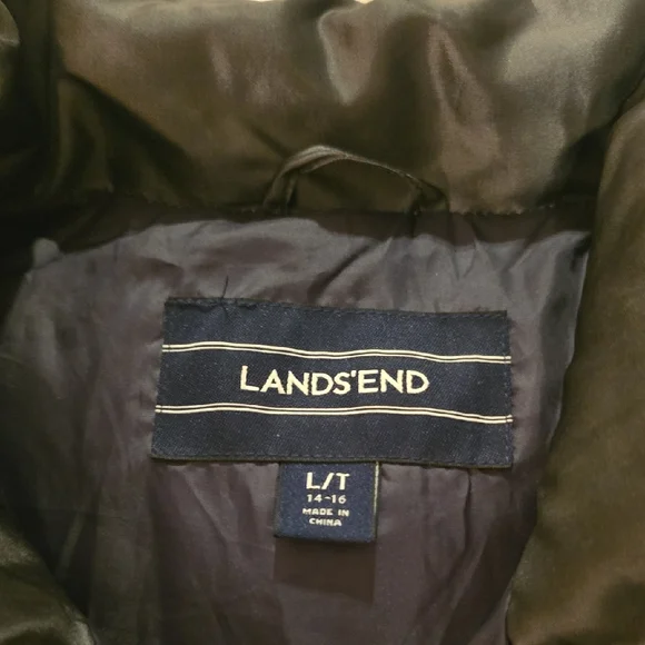 Lands' End Women's Charcoal Puffer Vest Large/Tall. - Picture 2 of 5